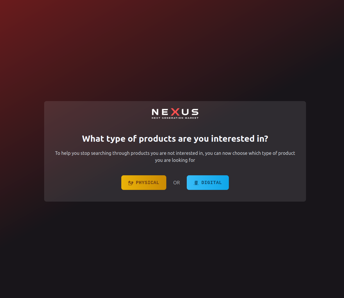 NEXUS Market secure trading interface preview